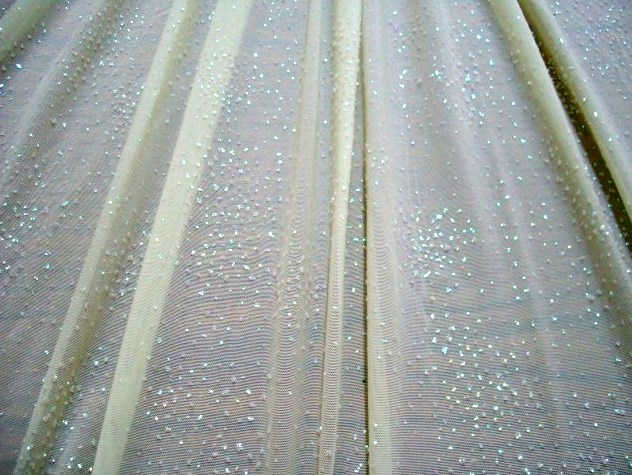 13.Ivory Multi Glitter Stretch Mesh